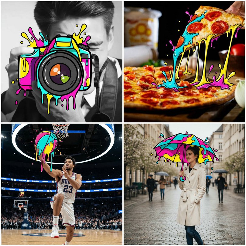 物体变成大胆的卡通滴水