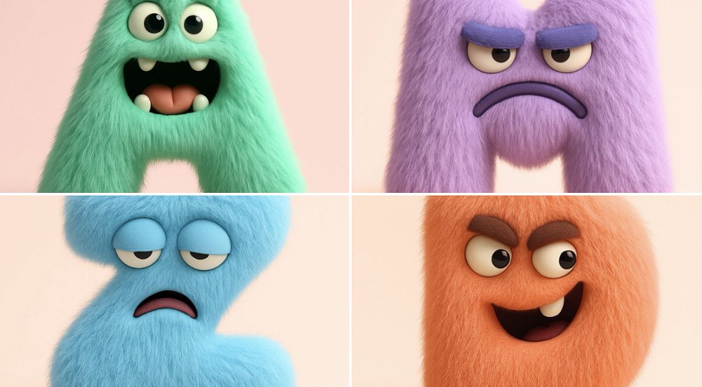 有趣的毛茸茸字母 